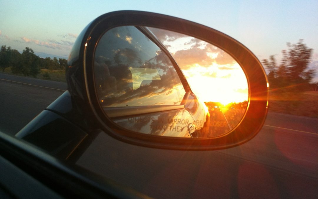 Side view mirror to see blind spots while driving.